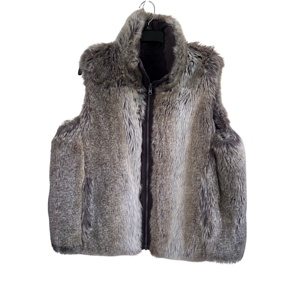Weatherproof Faux Fur Reversible‎ Vest Faux Suede Sleeveless Pockets Size Large